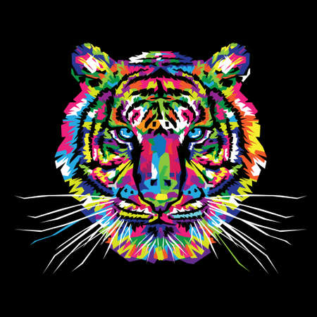 Colorful Tiger Illustration, Tiger Art, Tiger Designのイラスト素材