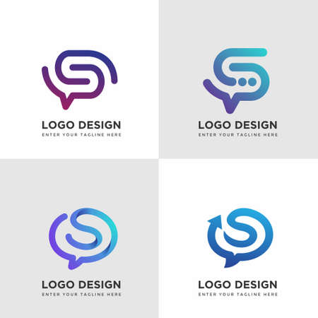 S Chat Logo Design Templates, S Logo, Chatting Logoのイラスト素材