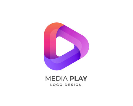 Media play logo design template. Multimedia player icon. Vector illustrationのイラスト素材