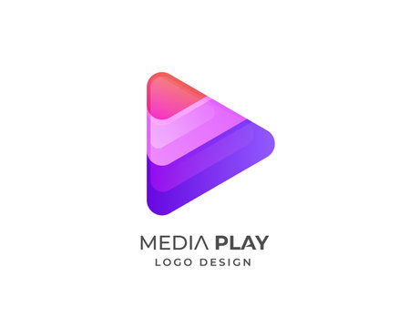 Media play logo design template. Multimedia play logo design concept.のイラスト素材