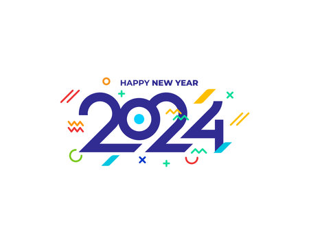 Happy New Year 2024 Text Design Vector Illustration. Happy New Year 2024 Text Design Templateのイラスト素材