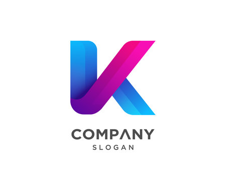 Initial Letter K Logo Template Design Vector Illustration Blue and Pink Colorsのイラスト素材