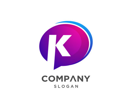 Letter K Chat Logo Design. Modern Chat Logo Vector Illustration.のイラスト素材