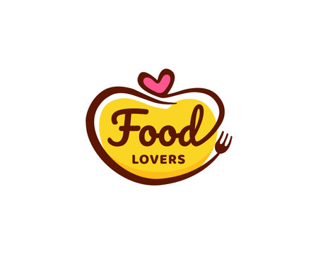 Food lover logo template. Vector illustration of food lover logo design.のイラスト素材