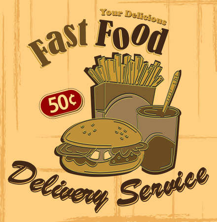 fast food vintage posterのイラスト素材