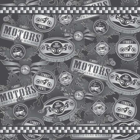 motorcycle art label lineのイラスト素材