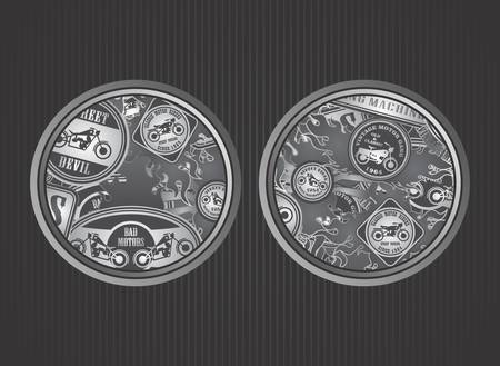 motorcycle art label roundのイラスト素材