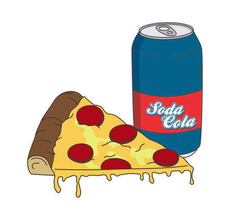 fast food set pizza drinkのイラスト素材
