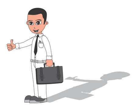 cartoon worker black briefcaseのイラスト素材
