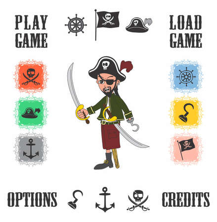 cartoon pirate gameのイラスト素材