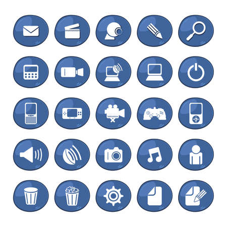 blue button computer icon setのイラスト素材