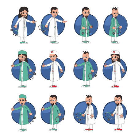 doctor and surgeon cartoon set