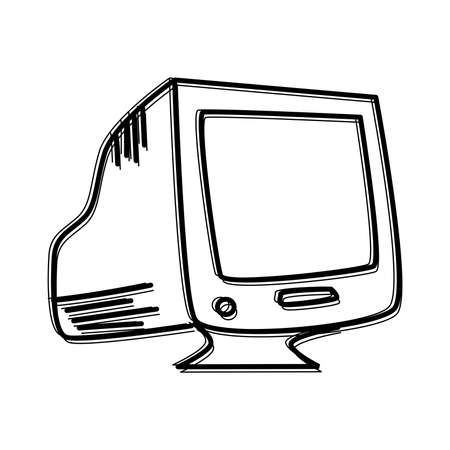 outline hand drawn monitorのイラスト素材