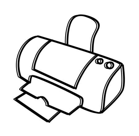 outline hand drawn printerのイラスト素材