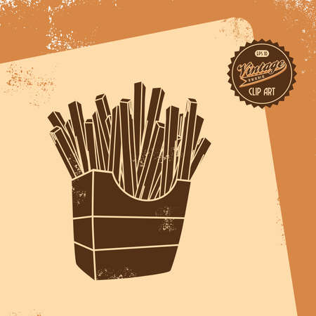 vintage french friesのイラスト素材