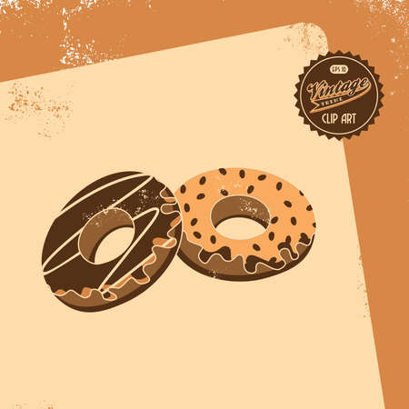 vintage donutのイラスト素材