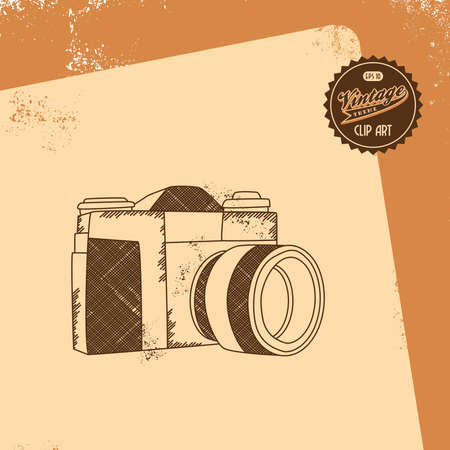 vintage old cameraのイラスト素材