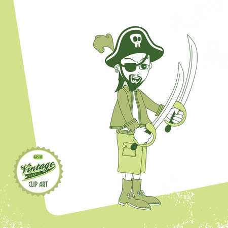 vintage page pirate captainのイラスト素材