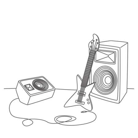 guitar line artのイラスト素材