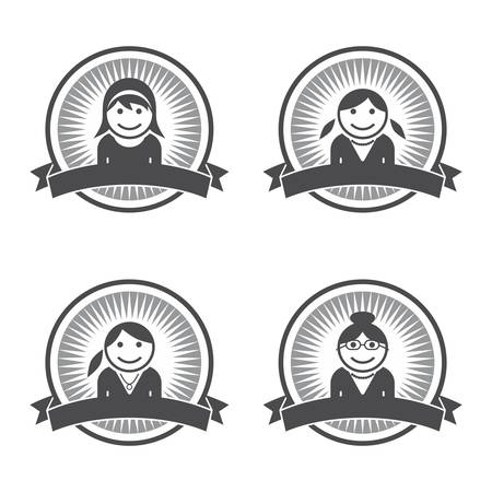 retro avatar girl allのイラスト素材