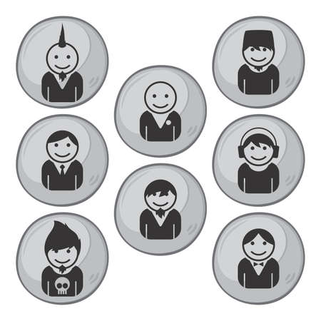 retro avatar button setのイラスト素材