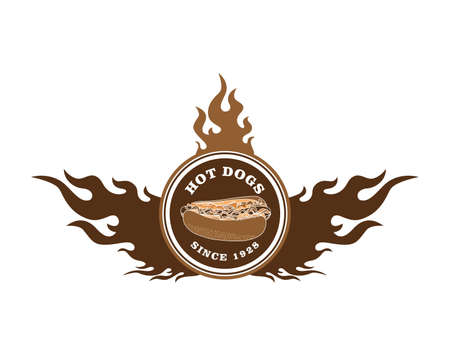 flame theme hot dogのイラスト素材