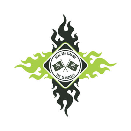 pirate label flameのイラスト素材