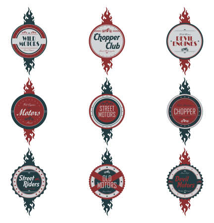 chopper label set fire themeのイラスト素材