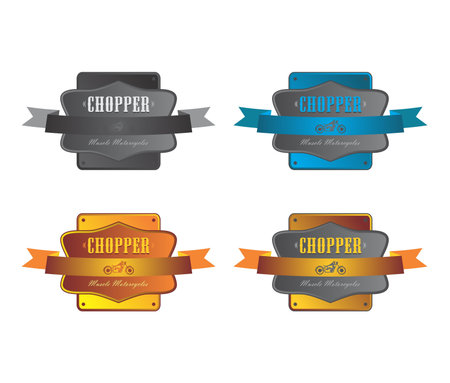 chopper motorcycle labelのイラスト素材