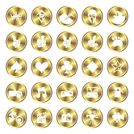 gold button icon setのイラスト素材