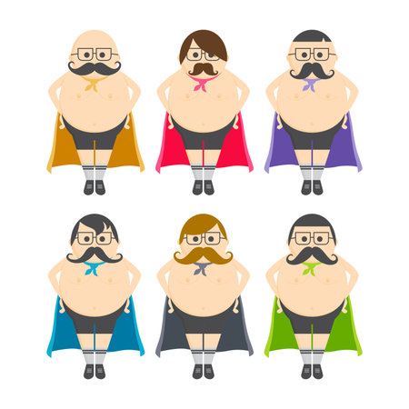 mustache guy vintage setのイラスト素材