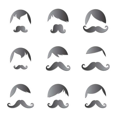 mustache guy vintage setのイラスト素材