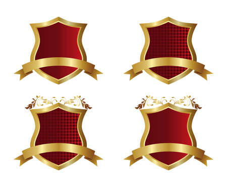 golden red art shieldのイラスト素材