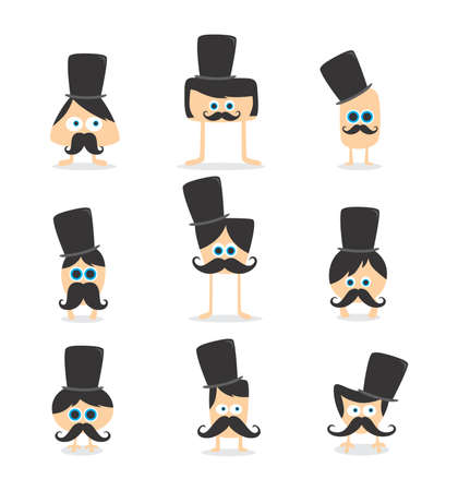 mustache monster setのイラスト素材