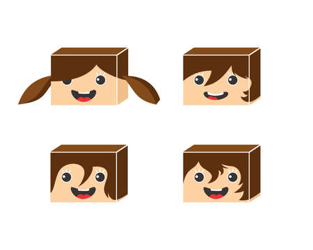 isometric head characterのイラスト素材