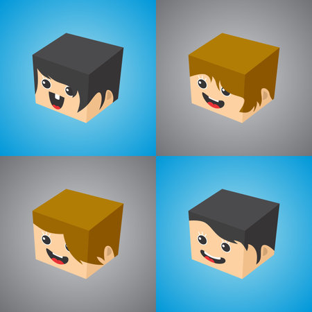 isometric head characterのイラスト素材