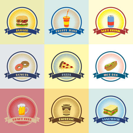 food and drink theme cartoon illustrationのイラスト素材