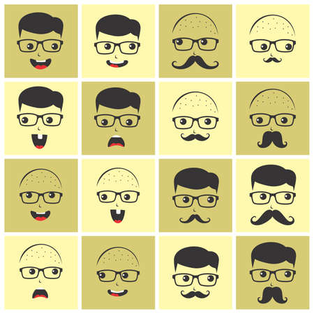 nerd geek cartoonのイラスト素材