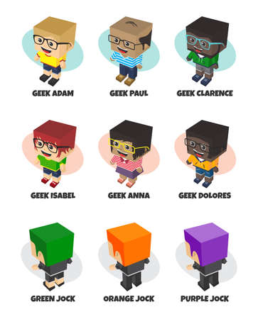 adorable cartoon character setのイラスト素材