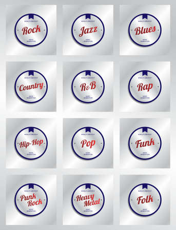 music genre label setのイラスト素材