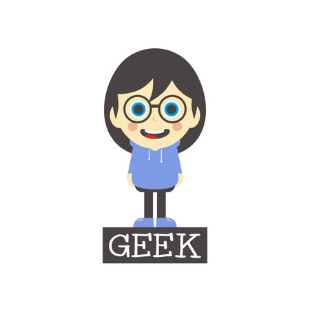 geek girl cartoon character theme vector art illustration
