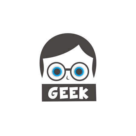 young geek cartoon theme vector art illustrationのイラスト素材