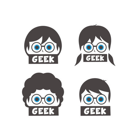 young geek cartoon theme vector art illustrationのイラスト素材