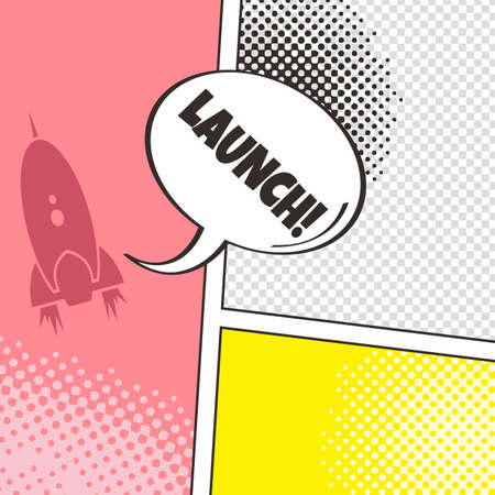 comic template element with speech bubble and halftone artのイラスト素材