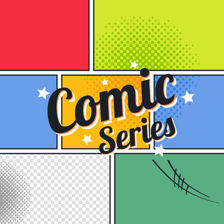 comic template element with speech bubble and halftone artのイラスト素材