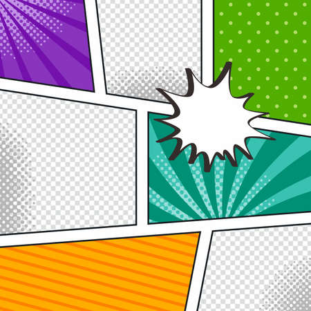 comic template element with speech bubble and halftone artのイラスト素材
