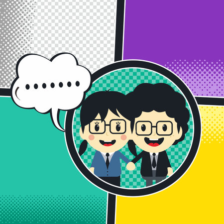 comic template element with speech bubble and halftone artのイラスト素材