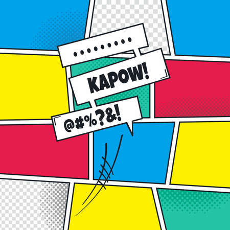 comic template element with speech bubble and halftone artのイラスト素材