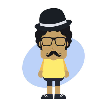 man hipster avatar user picture cartoon character vector illustrationのイラスト素材