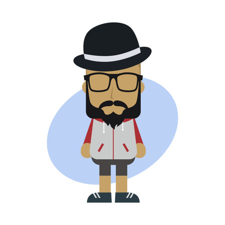 man hipster avatar user picture cartoon character vector illustrationのイラスト素材